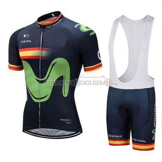 Abbigliamento Ciclismo Movistar Manica Corta 2018 Campione Spagna